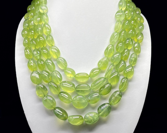 Natural PREHNITE/Smooth tumbles/Size 13x16MM till 20x24MM/Length 17" till 22"/2641.30 Carats/Gemstone necklace/