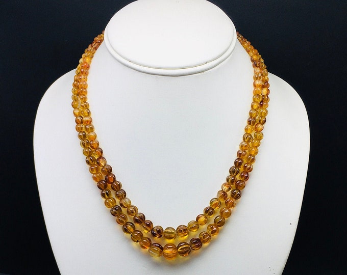 Natural CITRINE/Hand carved/Rondelle shape/Approx. 4x5MM till 9x9MM/Beautiful deep golden color beads/Gemstone necklace/Very rare necklace