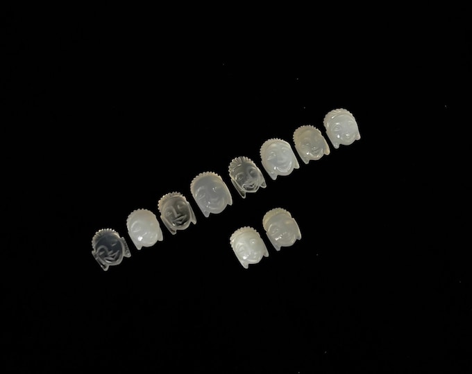 Natural GREY MOONSTONE face/ hand carved/ W- 10mm L-12mm H-8mm Top quality Grey Moonstone/Rare 2 find 10 pcs
