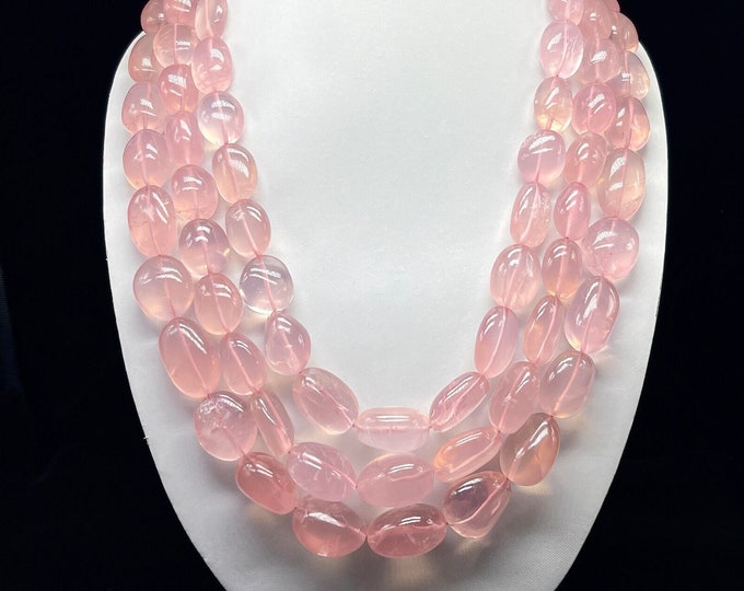 Natural ROSE QUARTZ/Smooth tumble/Size 8x18MM till 23x27MM/3058.00 Cts/Gemstone necklace/For women wear/For Designers/For Goldsmiths/Rare