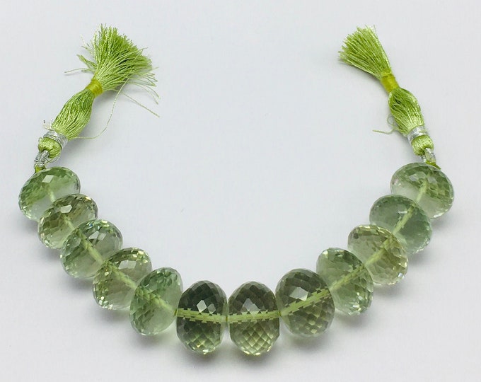 GREEN AMETHYST ( Prasiolite ) RONDELLE/Approx. 17MM /Finely Faceted beads/Top quality beads/Beautiful deep green color beads/rare to find