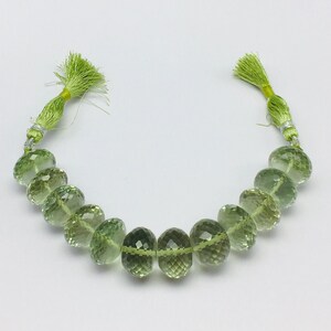 GREEN AMETHYST ( Prasiolite ) RONDELLE/Approx. 17MM /Finely Faceted beads/Top quality beads/Beautiful deep green color beads/rare to find