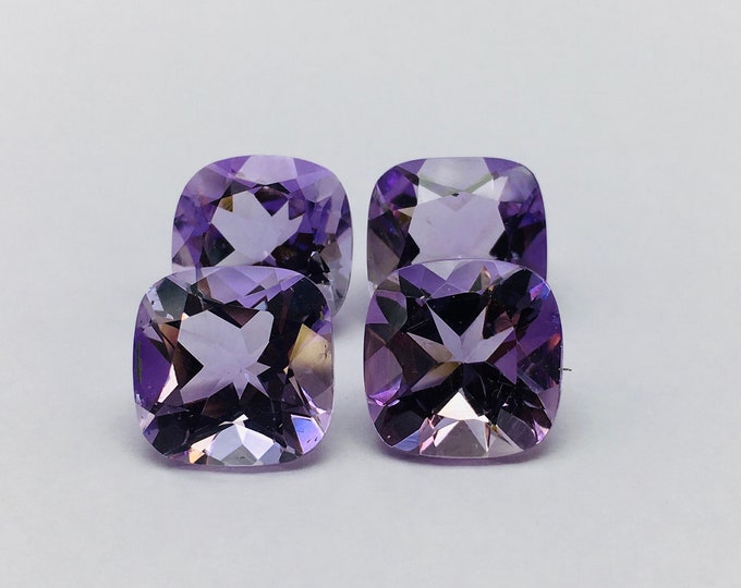 AMETHYST faceted/Calibrated 12x12MM/Cushion shape/Height 7MM till 8MM/Lot of 4 pieces/Topmost quality gemstones/For jewellery makers