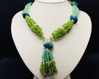 Natural EMERALD/Natural PERIDOT/Natural TURQUOISE/Uncut chip shape/Size 4.50MM till 7MM/Stunning necklace/Amazing necklace/Unique necklace