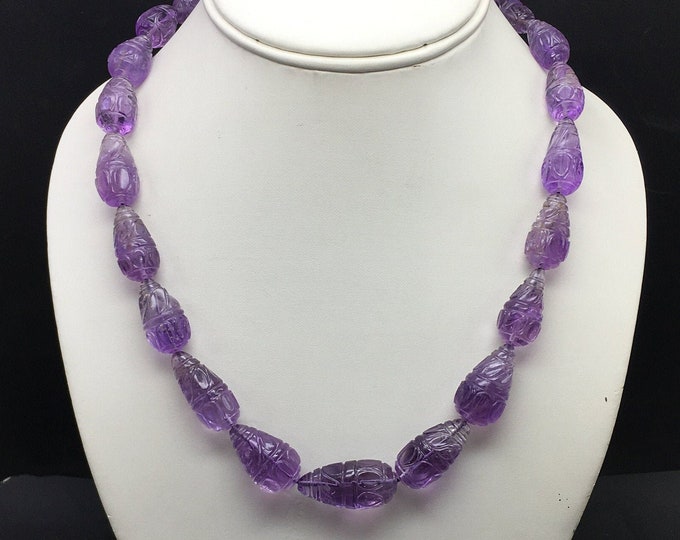 Natural AMETHYST/Hand carved/Drop shape/Size 10x16MM till 15x30MM/Beautiful purple color beads/Gemstone necklace/Amethyst necklace/Unique