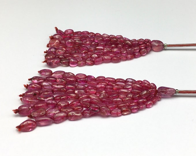 Tassels for earring/Natural Dyed BURMESE RUBY/Smooth oval shape/3x4MM till 5x7MM/Tassels for jewellers/Tassels for earring/Designer tassels