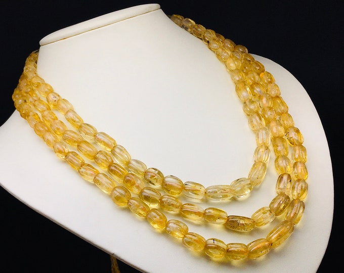 Natural CITRINE/Hand carved/Long nugget/Approx.9x11MM till 10x18MM/Beautiful deep golden color necklace/Gemstone necklace/Very rare necklace