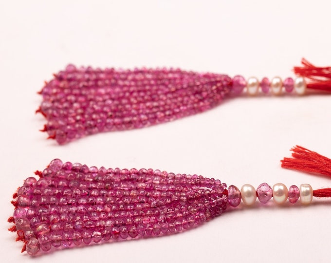 18 Strands 133.90 Carats Old BURMESE RUBY Smooth Roundel Shape Beaded Tassels For Earring, Very Old Collection, Not Repeatable For Sure