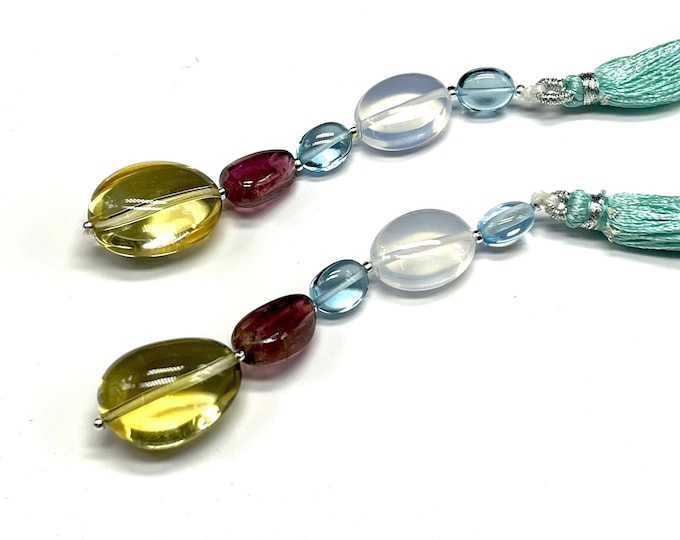 Fancy beads for earring/For GOLDSMITHS/For Jewelry makers/For DESIGNERS/Blue Topaz/Moon quartz/Pink Tourmaline & Honey quartz/Natural stones