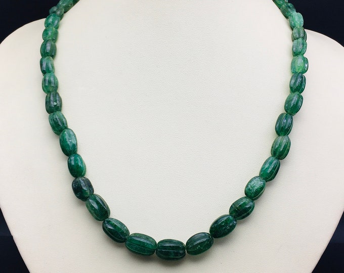 Natural GREEN AVENTURINE/Hand carved/Nugget shape/Size 8.50MM till 14MM/Beautiful deep green color beads/Gemstone necklace/For jewelry maker
