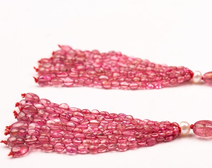 Tassels for earring/Natural RUBY SPINEL/Smooth oval shape/Size 2x3MM till 4x6MM/Beautiful deep red color/Gemstone tassels/Tassel pair