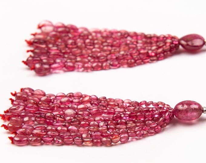 Tassels for earring/Natural RUBY SPINEL/Smooth oval shape/Size 2x3MM till 4x6MM/3 Inches long/Beautiful deep red color/Gemstone tassel