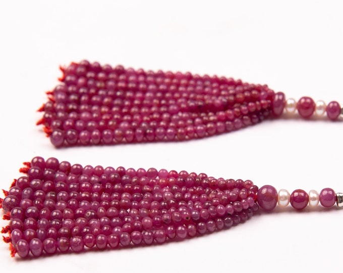 18 Strands 115.00 Carats Natural RUBY Smooth Roundel Shape Beaded Tassels For Earring, For Designers Use, For Jewelry Makers, Attractive