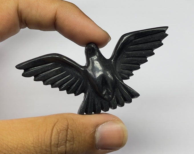 Natural BLACK JADE/Hand carved BIRD/Width 77MM/Length 33MM/Height 11MM/Weight 102.85 carats/Beautiful carving /Fancy carving