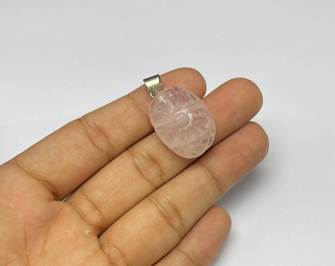 Natural rose quartz/Hand carved Pendant/Beautiful pink color article/AAA quality gemstone/Carved by best artisan