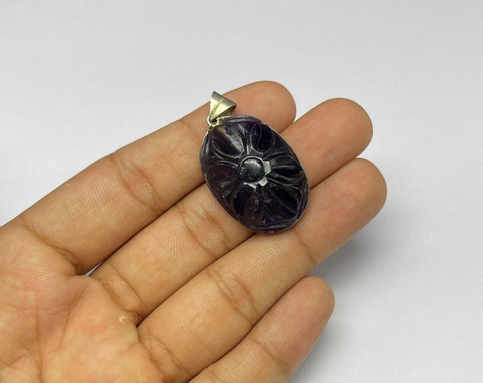 Natural amethyst/Hand carved Pendant/Beautiful purple color article/AAA quality gemstone/Carved by best artisan