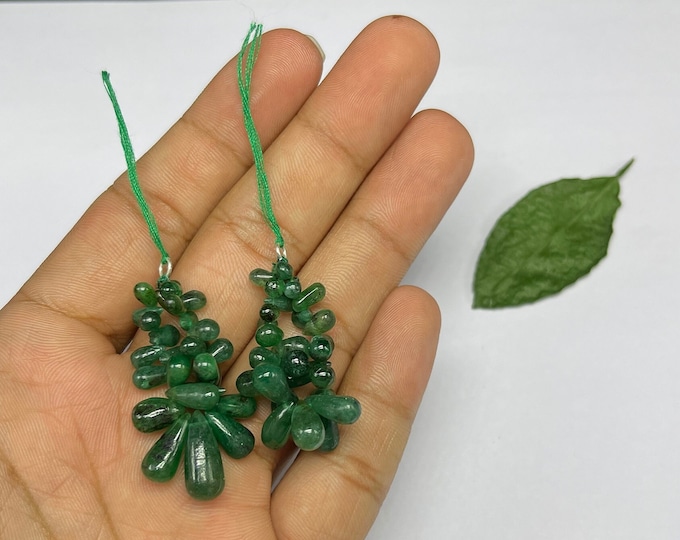 Natural EMERALD/Smooth Drop/Size 7MM till 5.5MM/66.50 Carats/earring/For jewelry makers/For Goldsmiths use