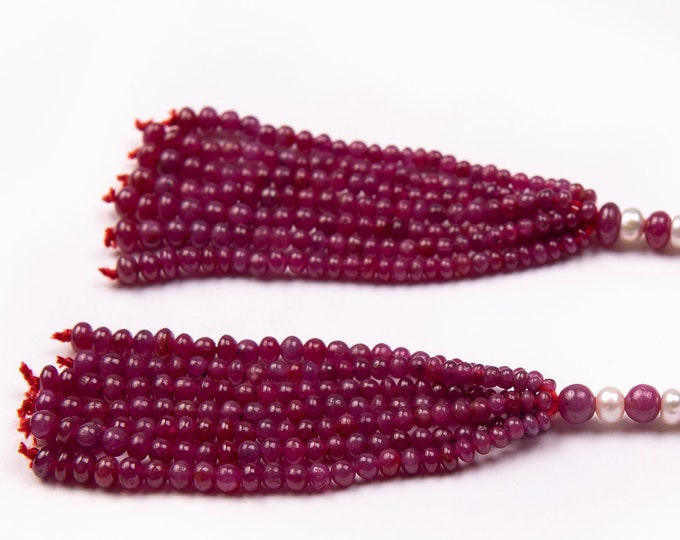 14 strands 82.85 Carats Natural RUBY Smooth Roundel Shape Beaded Tassels for Earring, for women wear, for jewelry makers, for designers use