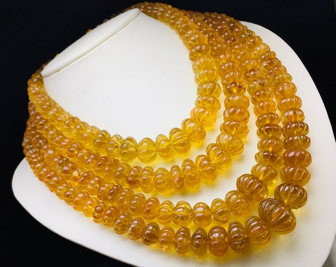 Natural CITRINE/Hand carved/Rondelle shape/Approx. 10MM till 23MM/Beautiful deep golden color necklace/Gemstone necklace/Attractive necklace