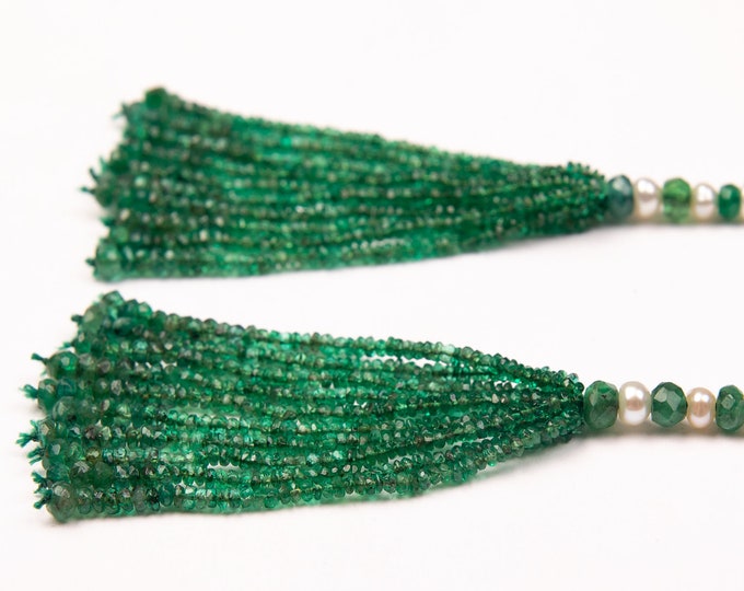 Natural EMERALD/Faceted rondelle/Approx. 2.50MM till 4.00MM/Beautiful deep green color tassels/Tassels for earring/Gemstone tassels/Unique