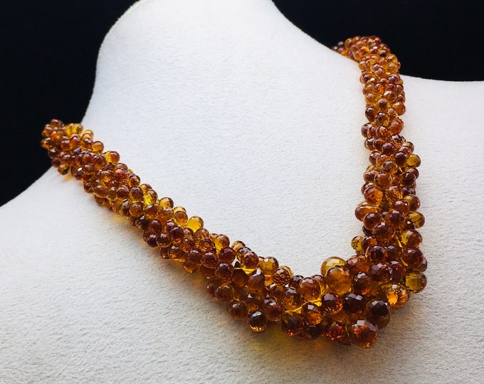 Natural BRANDY CITRINE/Faceted drop/Approx. 3X5MM till 5X8MM/Beautiful deep brandy color necklace/Natural Citrine/Genuine Citrine gemstone