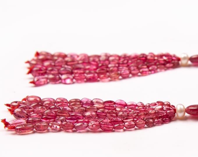 Tassels for earring/Natural RUBY SPINEL/Smooth oval shape/Size 2x3MM till 4.50x6.50MM/Beautiful deep red color/Gemstone tassels/Tassel pair