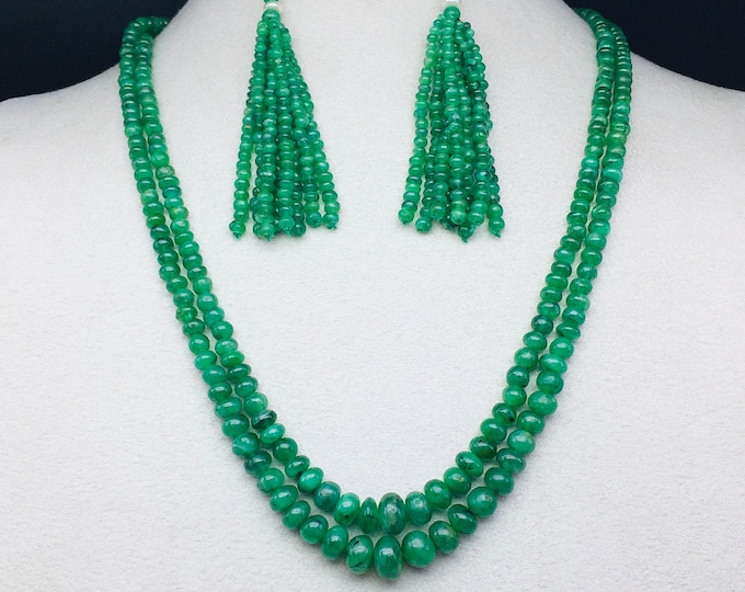 Natural EMERALD smooth/Rondelle shape/Approx 3.50MM to 9.00MM/Matching Tassels for earring/Beautiful open green color of Emerald/Loose beads