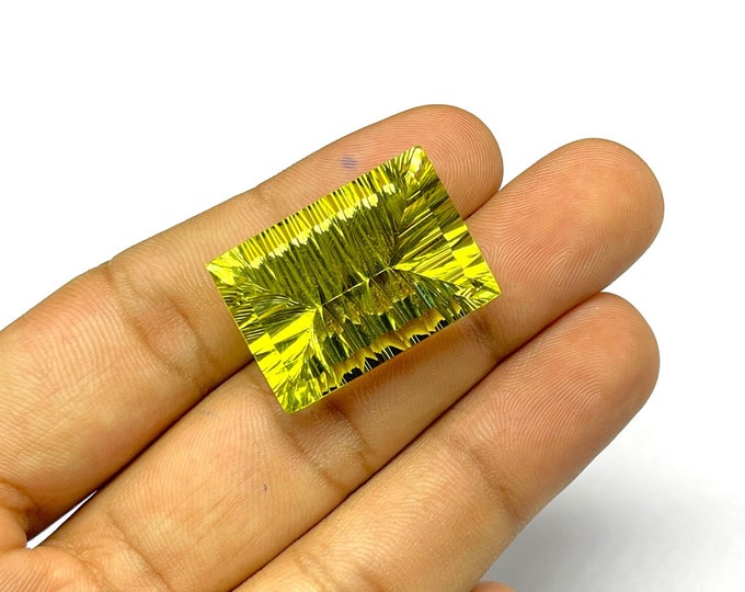 GREEN GOLD (Lemon) Quartz/Bagate shape/Concave cut/Beautiful deep lemon color/Perfect cut stone/For jewelry makers/Natural gemstone
