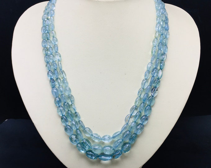 Natural AQUAMARINE/Smooth oval shape/Size 5x7MM till 10x15MM/Beautiful deep blue color beads/Gemstone necklace/Aquamarine necklace/Unique