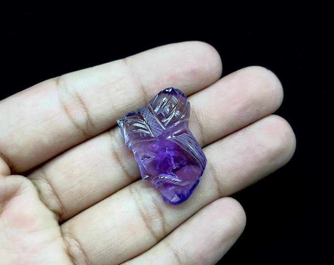 Natural AMETHYST/Hand carved/Head shape/Width 20MM/Length 34MM/Height 12MM/Gemstone carving/Amethyst carving/Loose carving/Rare
