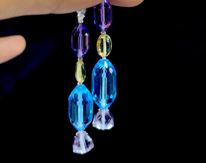 Natural Gemstone/Beads for earring/For GOLDSMITHS/For Jewelry makers/For DESIGNERS/Amethyst/Citrine/Blue Topaz/Light Amethyst/Fancy shape