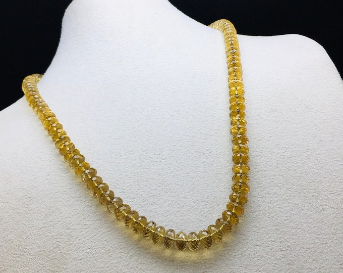 Genuine CHAMPAGNE CITRINE/Micro faceted/Rondelle shape/Beautiful brown color necklace/Approx 7.75MM till 8.75MM/925 sterling handmade clasp