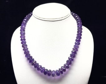 Natural AMETHYST faceted/Rondelle shape/Size 10MM till 14MM/Beautiful deep purple color/Amethyst necklace/Gemstone necklace/Unique necklace