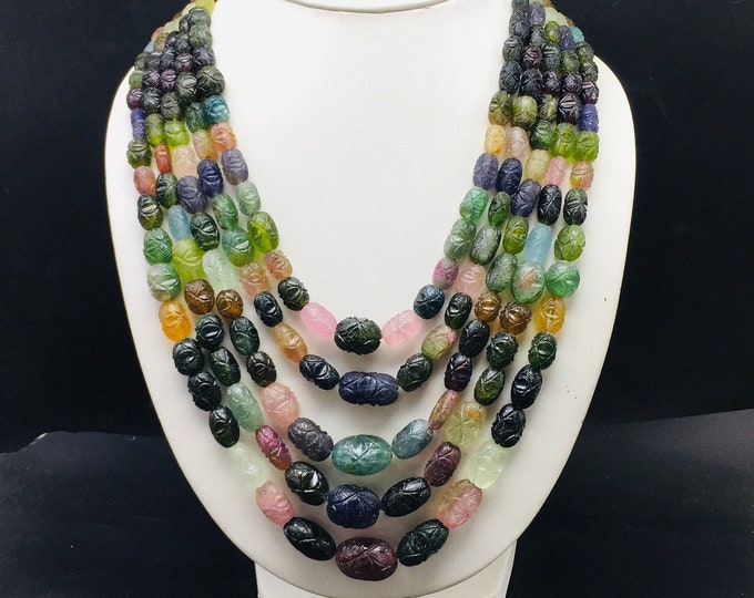 Natural MULTI TOURMALINE/Hand carved/Nugget shape/Size 6x8 till 12x21/Beautiful multi natural colors of Tourmaline/Gemstone necklace/Natural