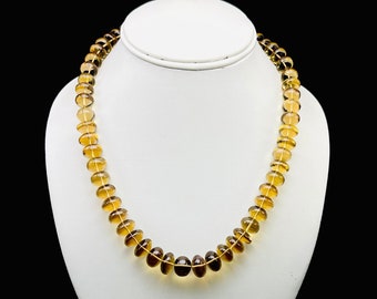 Natural CHAMPAGNE CITRINE/Smooth rondelle/Size 11MM till 14MM/493.05 carats/1 strand/18" long/Beautiful brown color necklace/Rare necklace