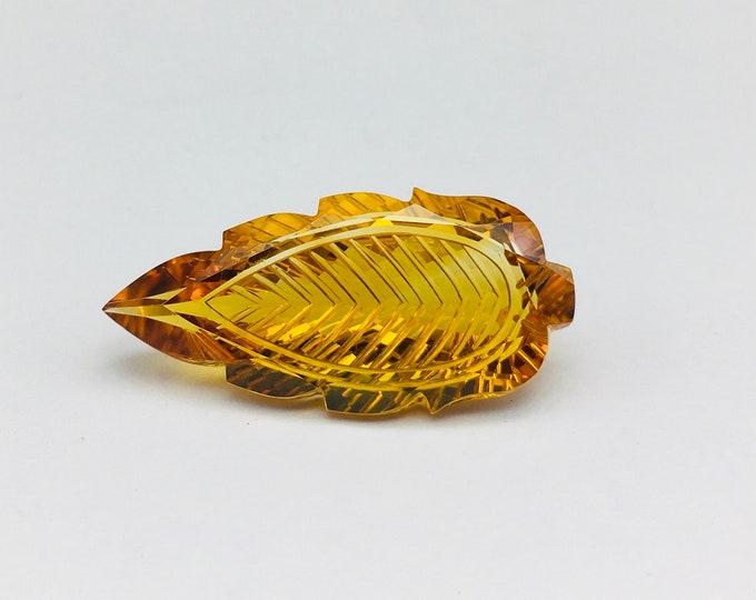 Genuine CITRINE/Fancy cut & carved pear shape/width 13MM/length 27MM/height 8.50MM/Beautiful deep golden color gemstone/For designers use