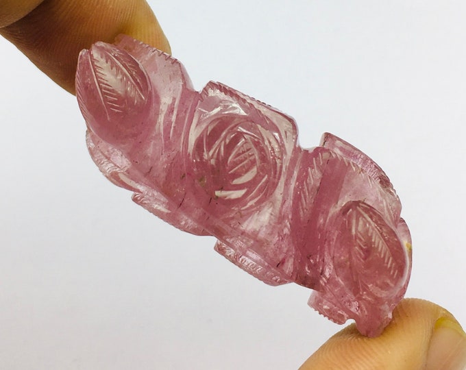 Natural PINK TOURMALINE/Hand carved/W 19.14MM/L 43.30MM/H 16.15MM/Weight 95.50 Carats/For designers/For goldsmiths/For jewelry makers/Rare