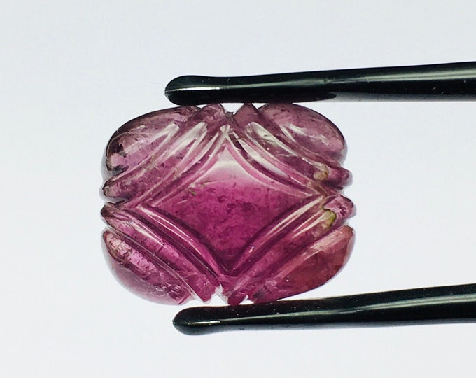 Natural PINK TOURMALINE/Hand carved/Cushion/Width 14MM/Length 17.50MM/Height 8.20MM/17.45 Carats/For designers/For goldsmiths/For jewellers