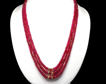 Natural RUBY 4.50MMRondelle shapeGauranteed Natural RubyBeautiful color of RUBYNecklace with 925 sterling silver lobster clasp