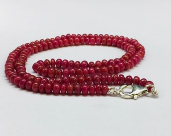 Natural RUBY 4.50MM/Rondelle shape/Gauranteed Natural Ruby/Beautiful color of RUBY/Necklace with 925 sterling silver lobster clasp