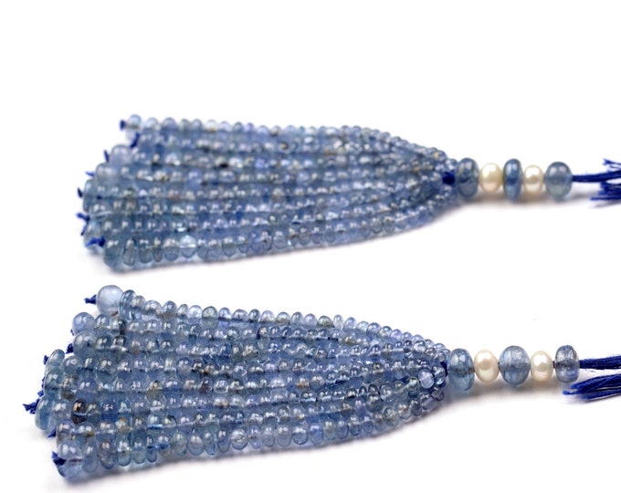 Natural BLUE SAPPHIRE/Smooth rondelle/Size 3MM till 5MM/16 Strands/118.00 Carats/Tassels for earring/For jewelry makers/For Goldsmiths use