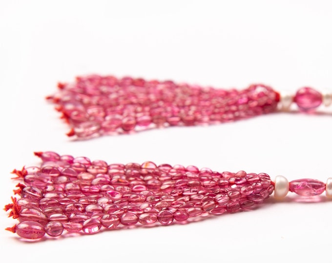 Tassels for earring/Natural RUBY SPINEL/Smooth oval shape/Size 2x3MM till 4.50x6.50MM/3 Inches long/Beautiful deep red color/Gemstone tassel