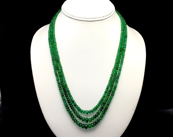 Natural EMERALD smooth beads/Rondelle shape/Approx 3.50MM till 7.00MM/Beautiful open green color/Gemstone necklace/Green color beads