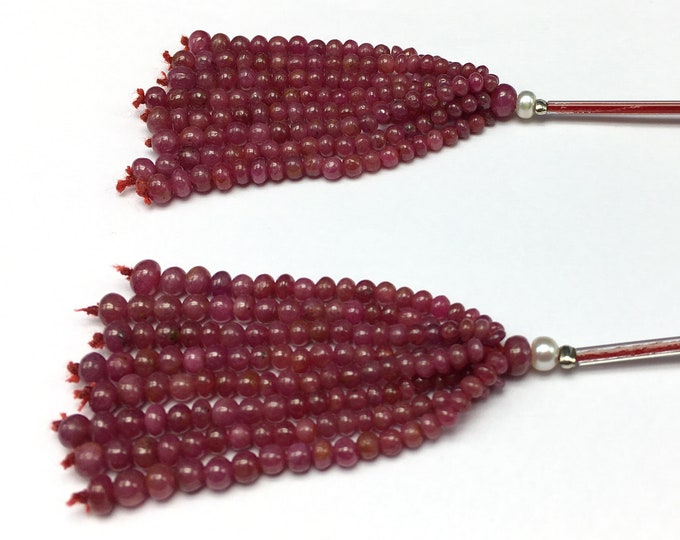 Tassels for earring/Natural RUBY/Smooth Rondelle/Size 3MM till 5MM/Length 2.50 inches/Beautiful deep red color/For designers use/Rare
