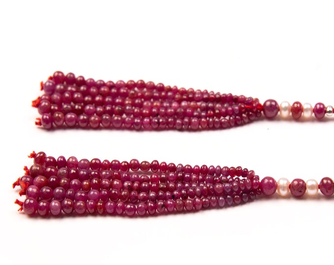 10 Strands 69.80 Carats Natural RUBY Smooth Roundel Shape Beaded Tassels For Earring, For Designers Use, For Jewelry Makers, Amazing Look