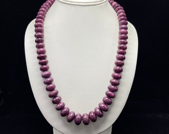 Natural RUBY/Smooth rondelle/Size 13MM till 17MM/22 inches long/Beautiful red color beads/Gemstone necklace/Natural Ruby necklace/1210.95 ct