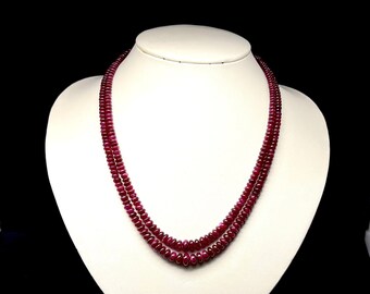 Natural RUBY 4.50MMRondelle shapeGauranteed Natural RubyBeautiful color of RUBYNecklace with 925 sterling silver lobster clasp