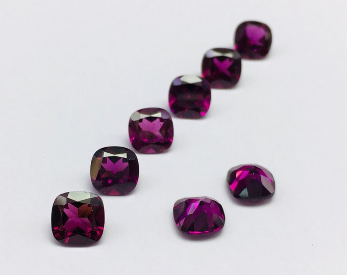 8X8 SQUARE CUSHION 48 Pieces 54.80 Carats Natural Gemstones Top Quality RHODOLITE Cut Stones Lot, Loose Gemstones, Back Point Gemstone, Rare
