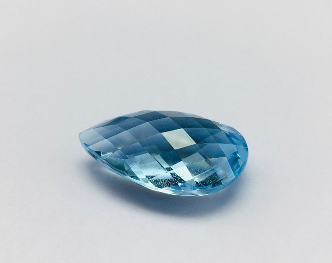 BLUE TOPAZ 16.50X37MM/Pear shape/Double sided cut stone/Briolet cut/Weight 37.05 carats/Blue topaz jewelry/Blue topaz briollete pendant/