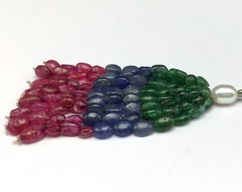 Tassel for pendant/Natural EMERALD/Natural Blue SAPPHIRE & Natural (Dyed) RUBY/3x5MM till 6x8MM/Tassel for jeweller/Tassel for bead designer